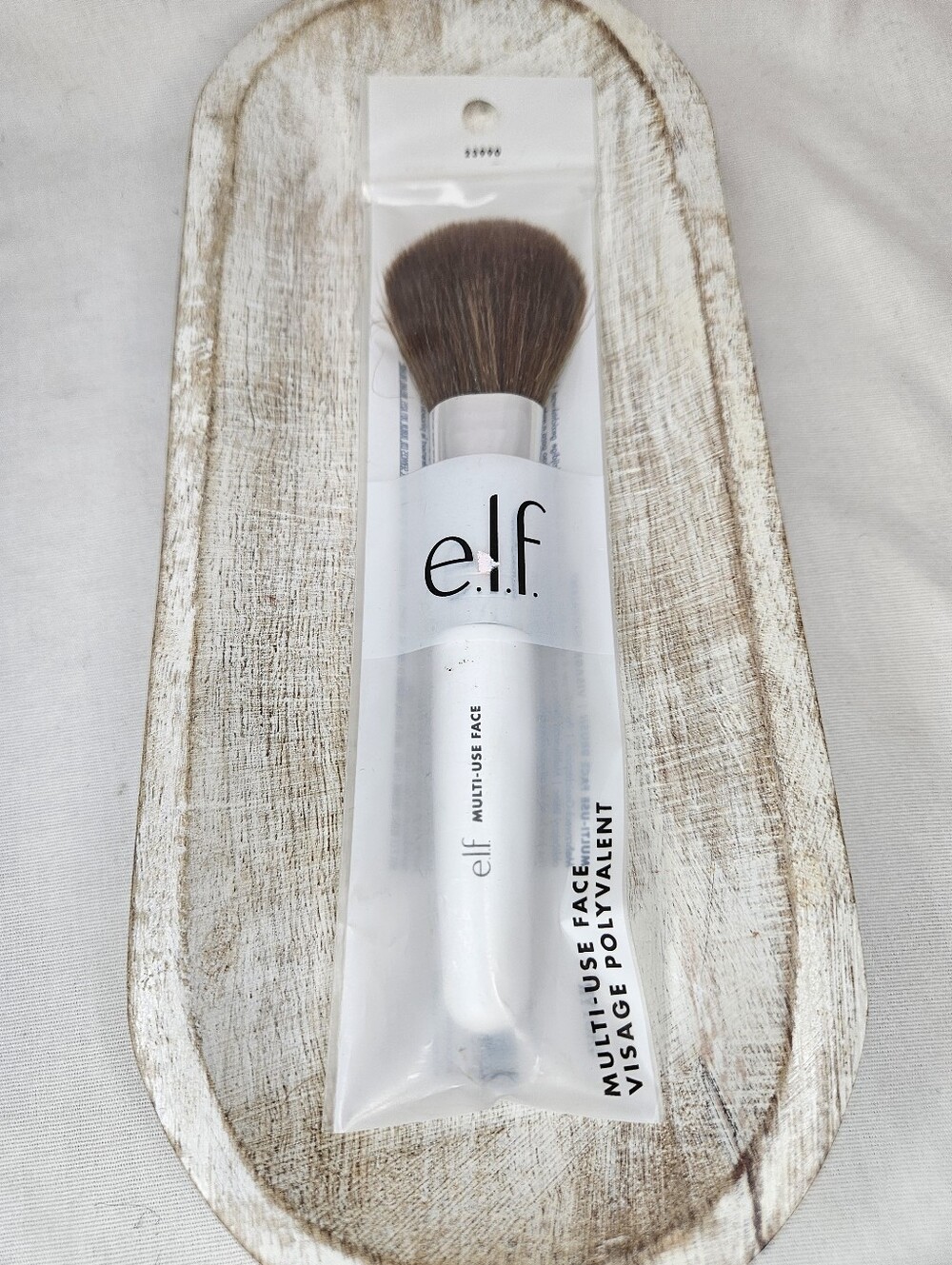 NWT e.l.f. Multi-Use Face Brush 55466 White Handle Blending Makeup Tool